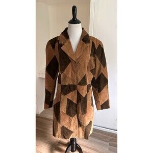 Vintage 1970’s Style Y2K Suede Patchwork Jacket Mod Length XL